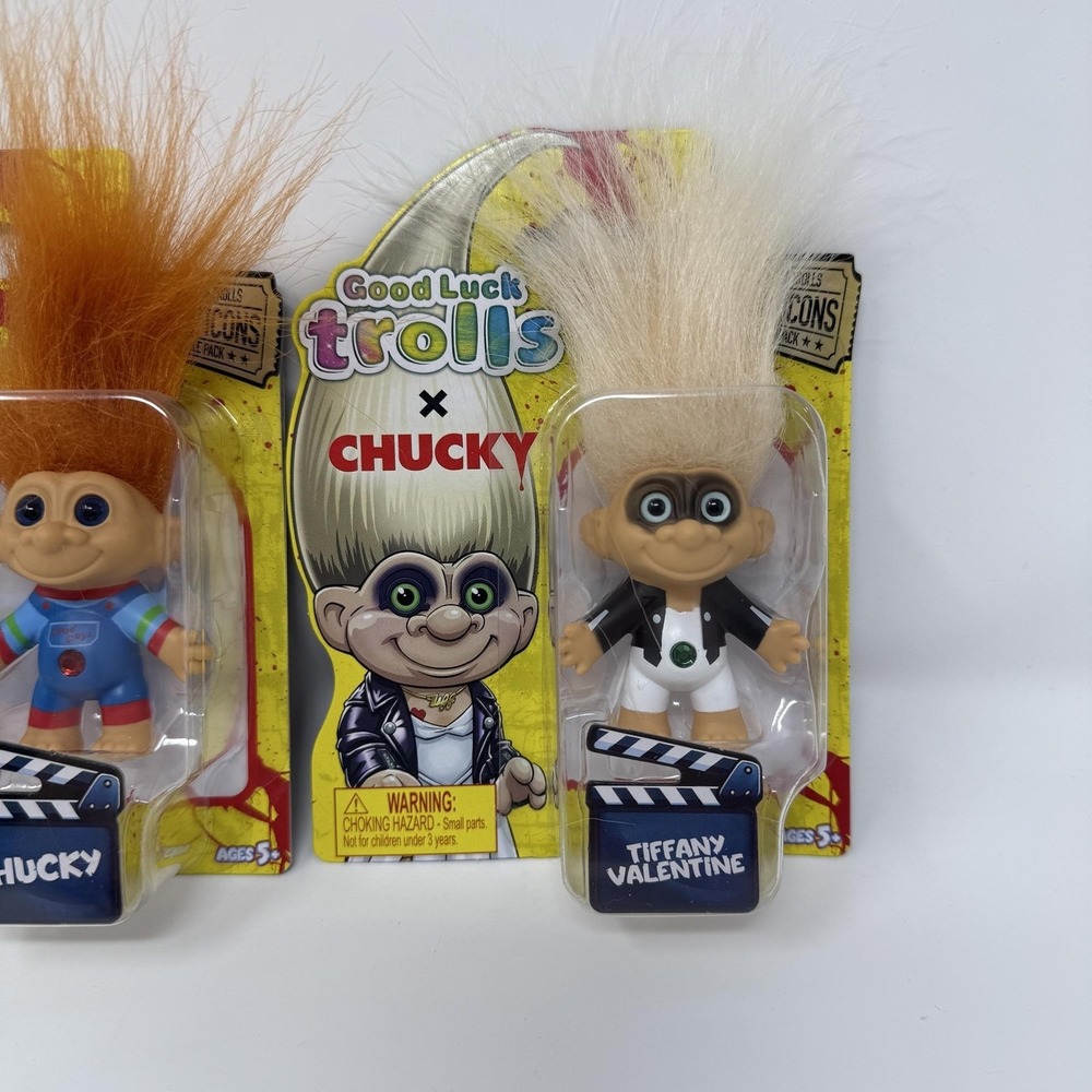 Good Luck Trolls X Chucky Chucky & Tiffany Figure Set 2pc Toy New Multicolor - Picture 3 of 6